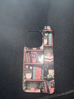 Floral Bookshelf Phone Case - Black & Pink